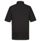  Tunică bucătar Slim Fit cu ventilație excelentă Portwest C735 Surrey Chefs S/S Negru Mărimea L