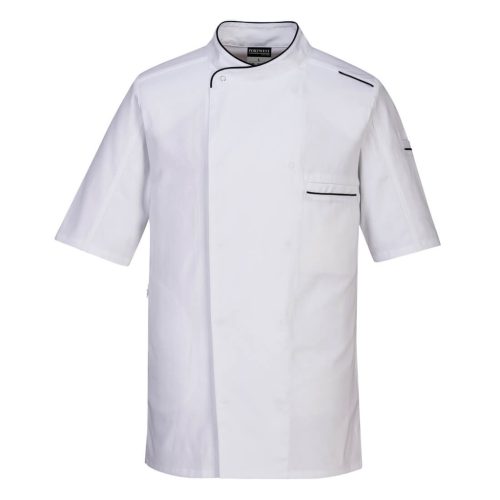 Tunică bucătar Slim Fit cu ventilație excelentă Portwest C735 Surrey Chefs S/S Alb Mărimea M